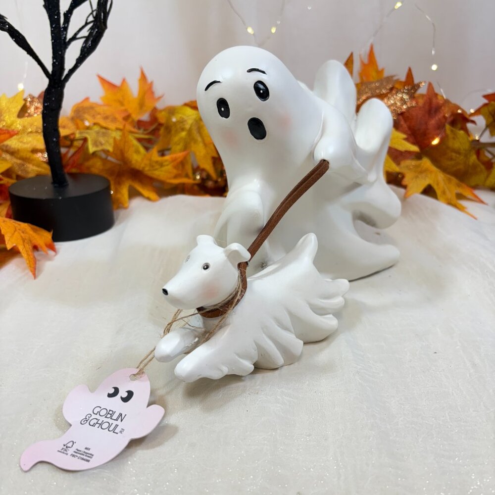 Goblin and Ghoul Halloween Ghost Walking Dog Statue Figure Viral New